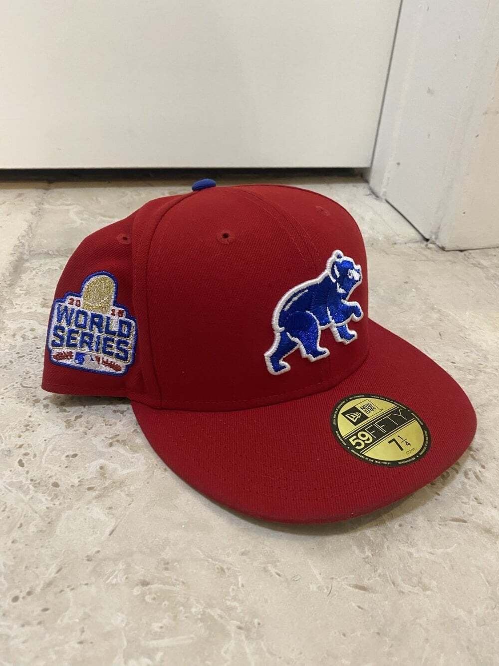 Chicago Cubs Hat Cap Mens 7 1/4 Red MLB Baseball World Series New Era 59Fifty